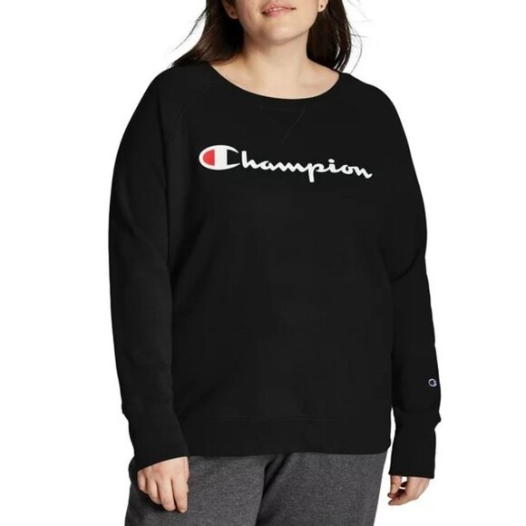 CHAMPION PowerBlend Fleece Logo Sweatshirt - Women's Plus Size 1X - Black - NWT - Picture 6 of 13